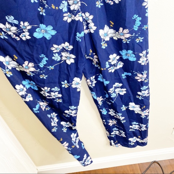 Needlework strapless floral smocked pant jumpsuit - Picture 3 of 6